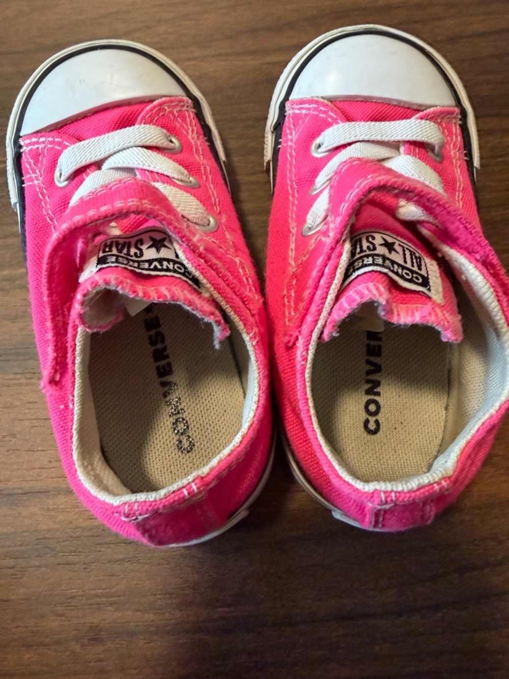 Converse All Star Toddler Pink Sneakers Velcro Low Top Size 7C - Picture 3 of 5